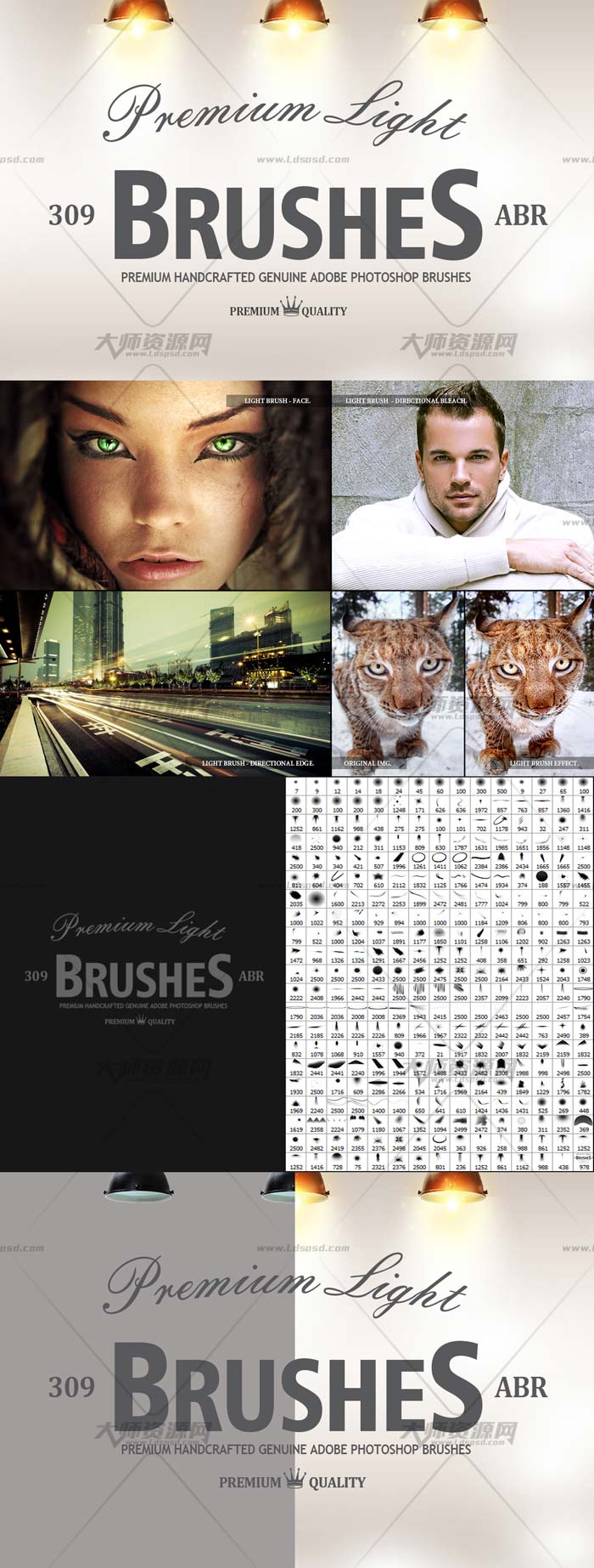 309 Photoshop Light Effect Brushes,PS笔刷－309个光效画笔